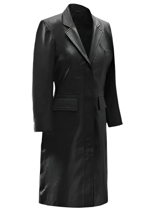 Black leather coat on a white background