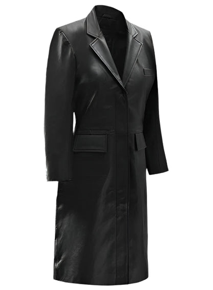 Black leather coat on a white background