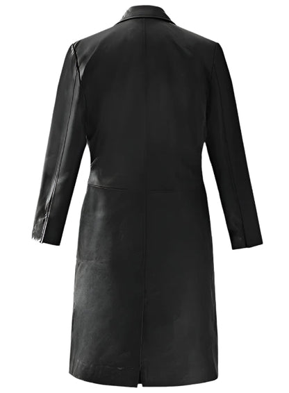 Black leather coat on a white background