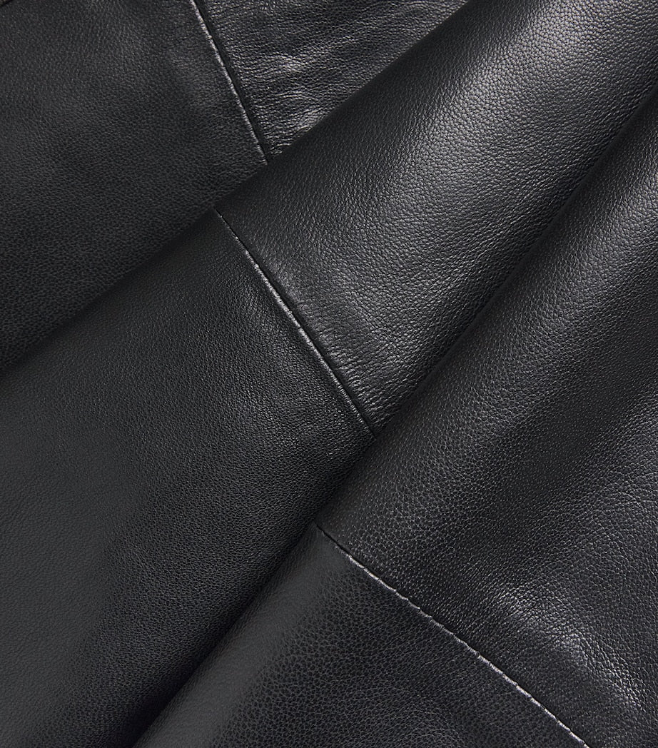 Close-up of black leather texture