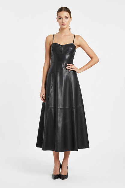 Black leather dress on a white background