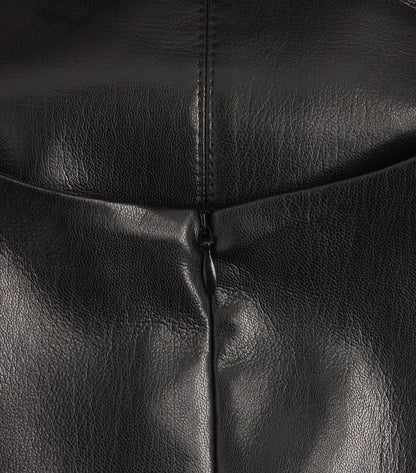 Close-up of black leather texture with a zipper