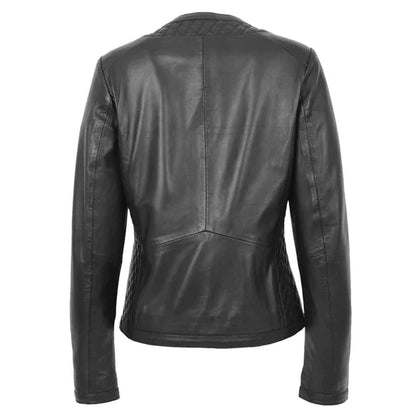 Black leather jacket on a white background