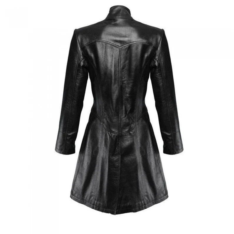 Black leather coat on a white background