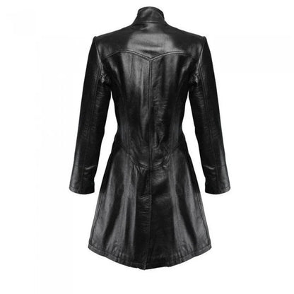 Black leather coat on a white background