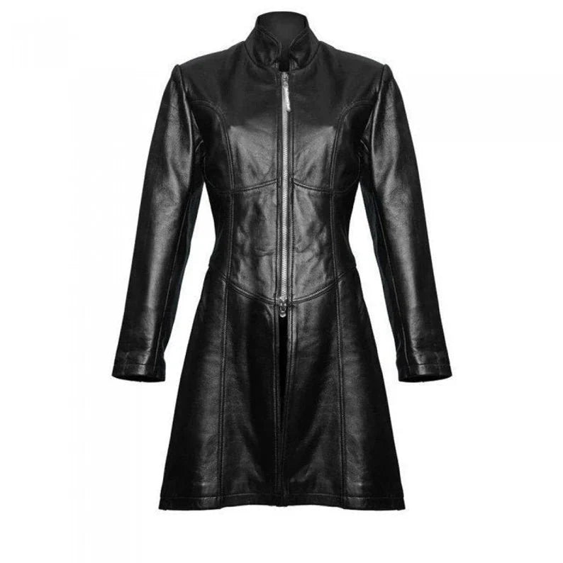 Black leather coat on a white background