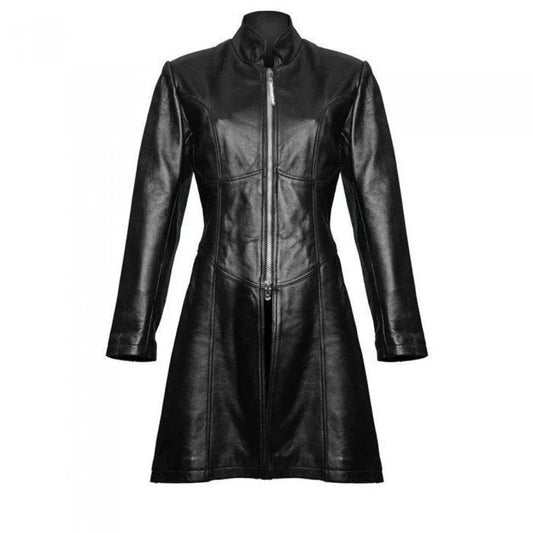 Black leather coat on a white background