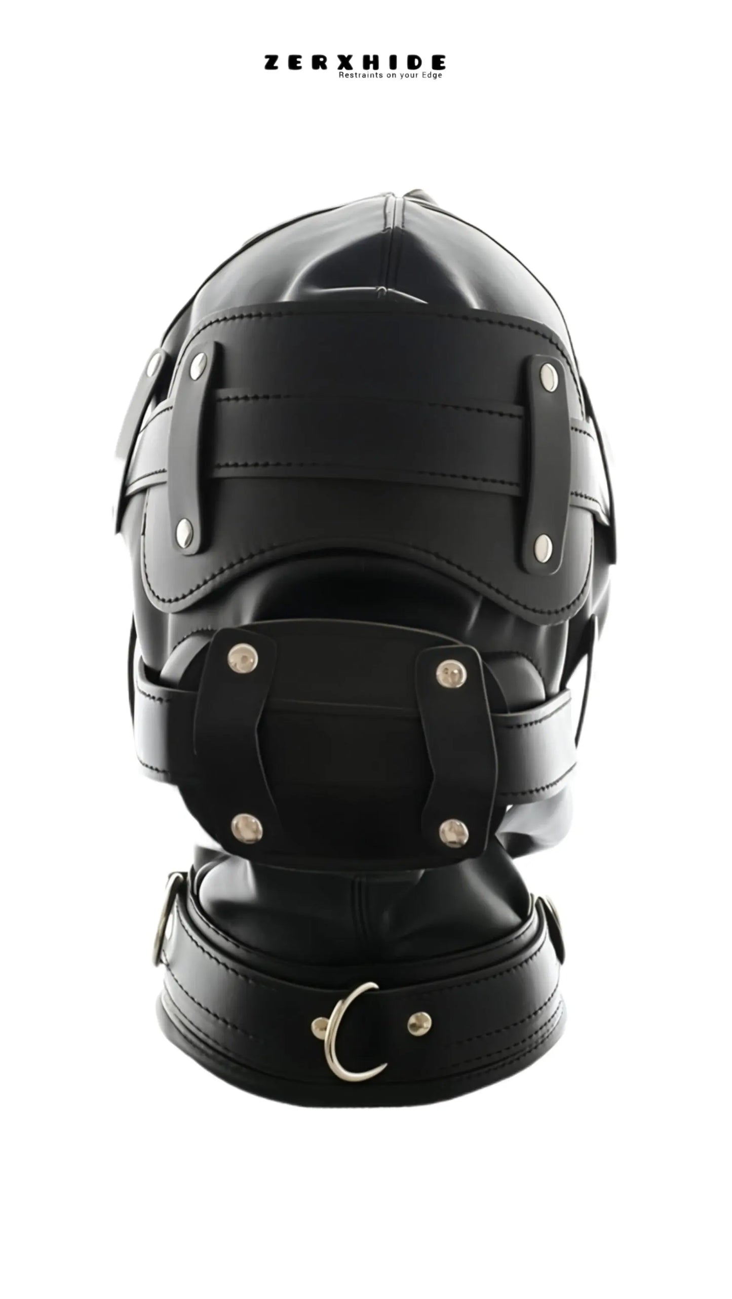 Handmade Leather Bondage Hood - Premium Adjustable Full Head Mask ZerxHide