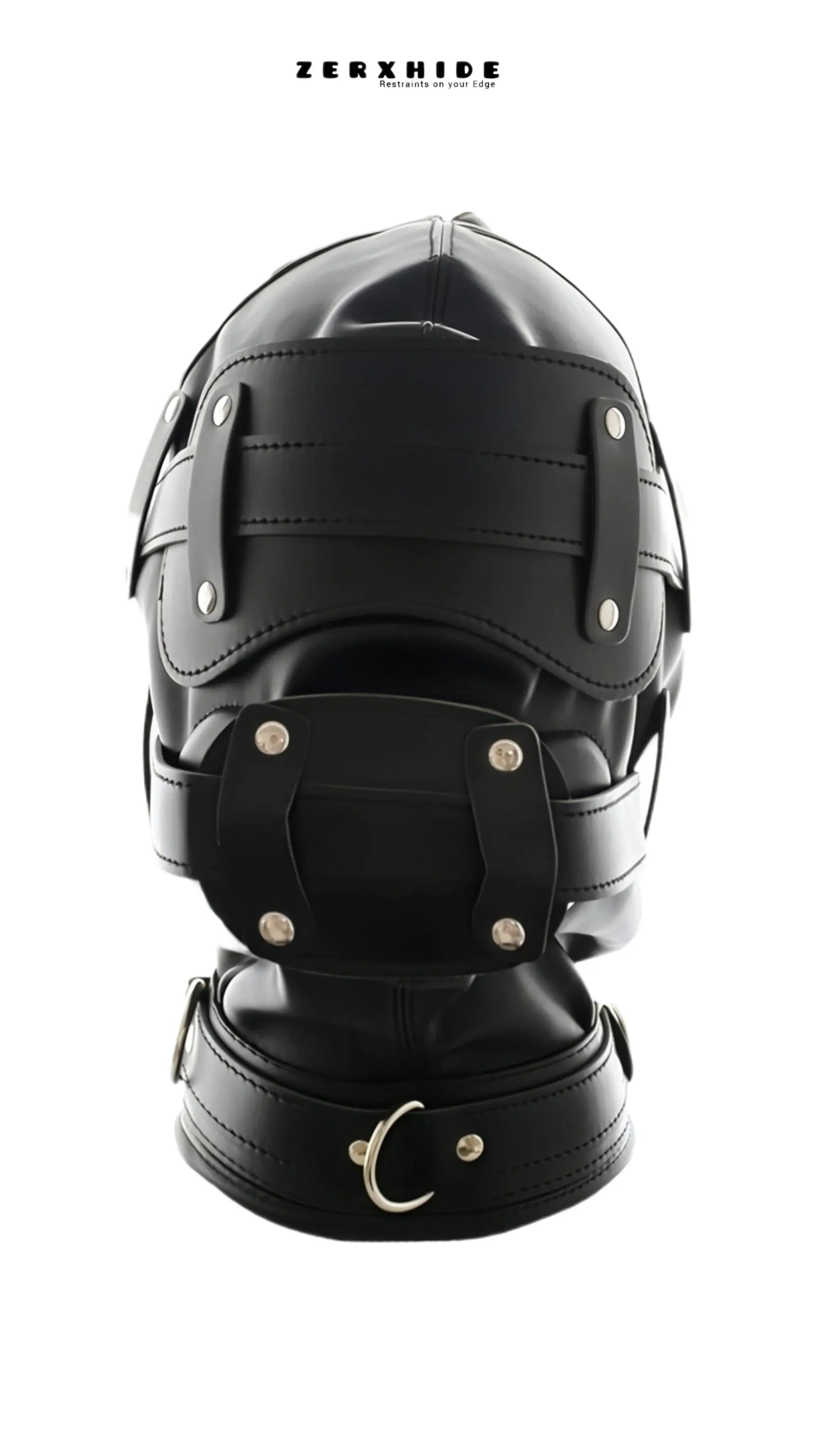 Handmade Leather Bondage Hood - Premium Adjustable Full Head Mask ZerxHide