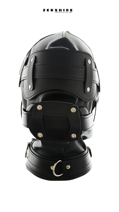 Handmade Leather Bondage Hood - Premium Adjustable Full Head Mask ZerxHide
