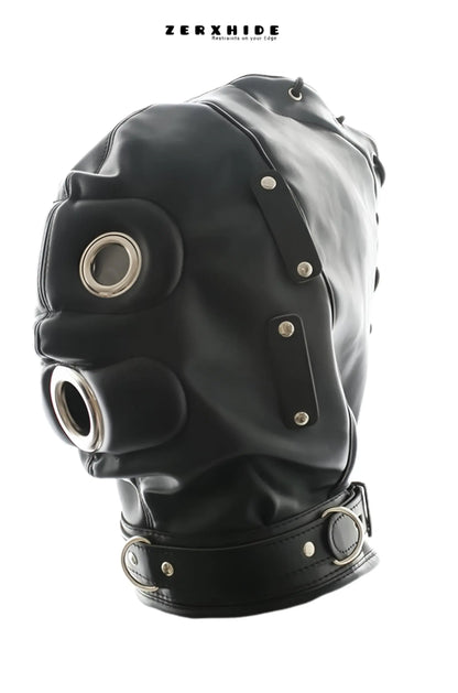 Close-up shot of the soft and reinforced stitching of a ZERXHIDE premium leather hood.