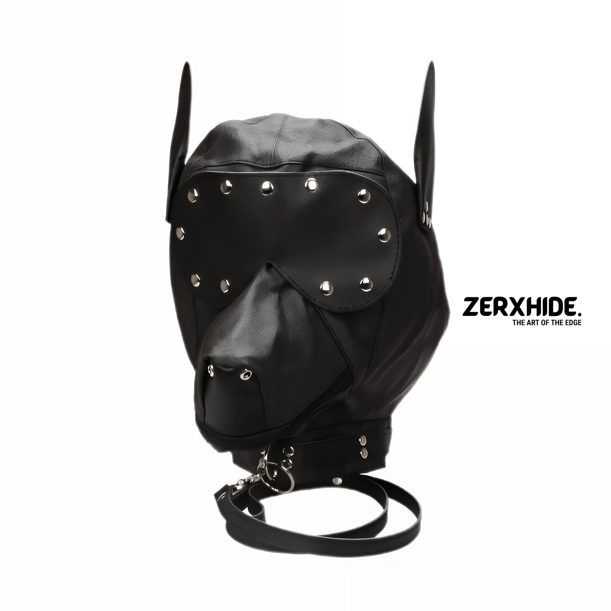 Premium Leather Puppy Hood Set with Detachable Blindfold & Leash ZerxHide