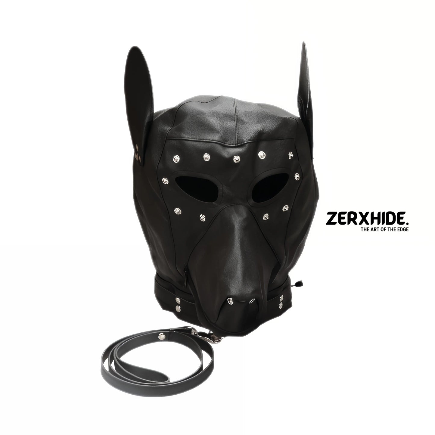 Premium Leather Puppy Hood Set with Detachable Blindfold & Leash ZerxHide