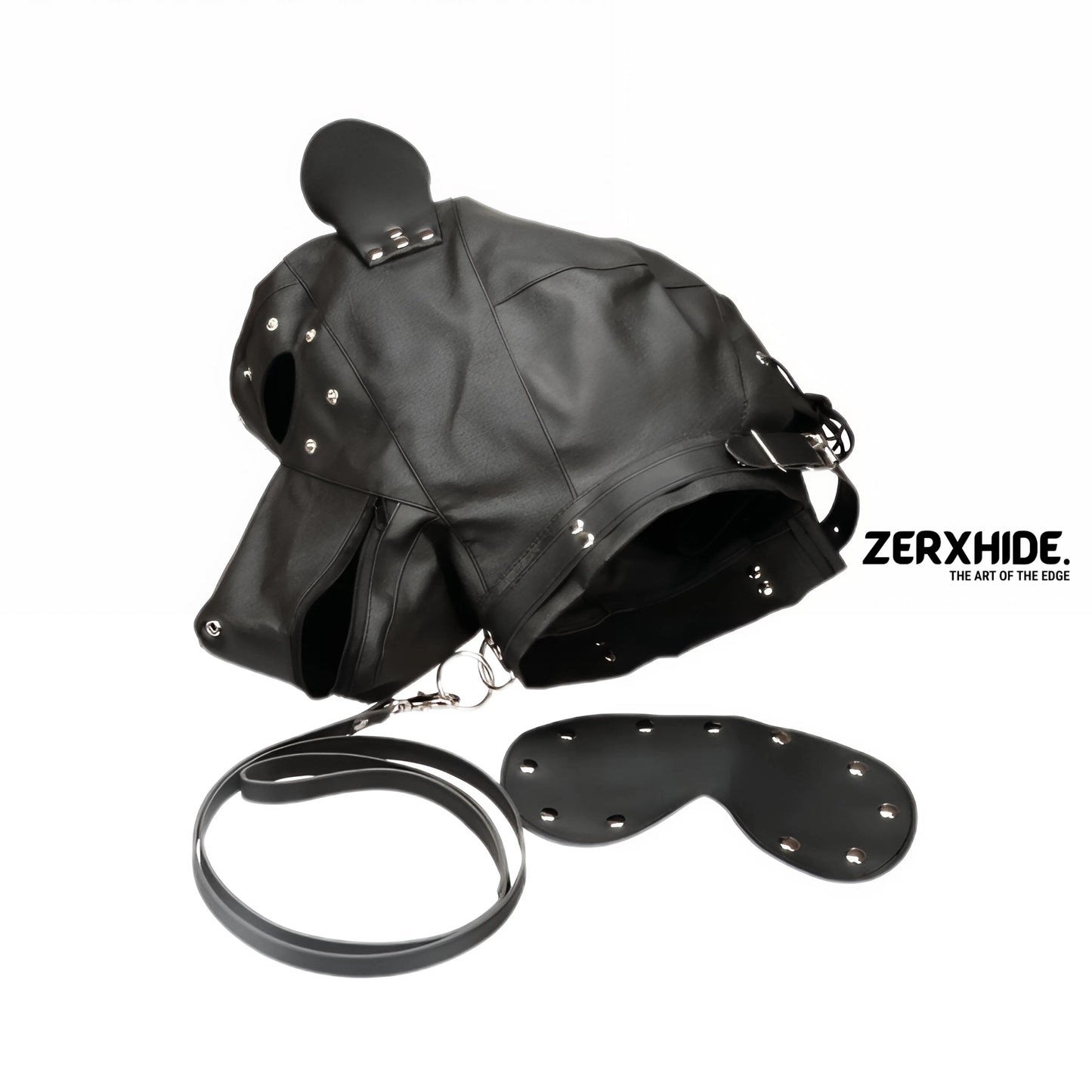 Premium Leather Puppy Hood Set with Detachable Blindfold & Leash ZerxHide
