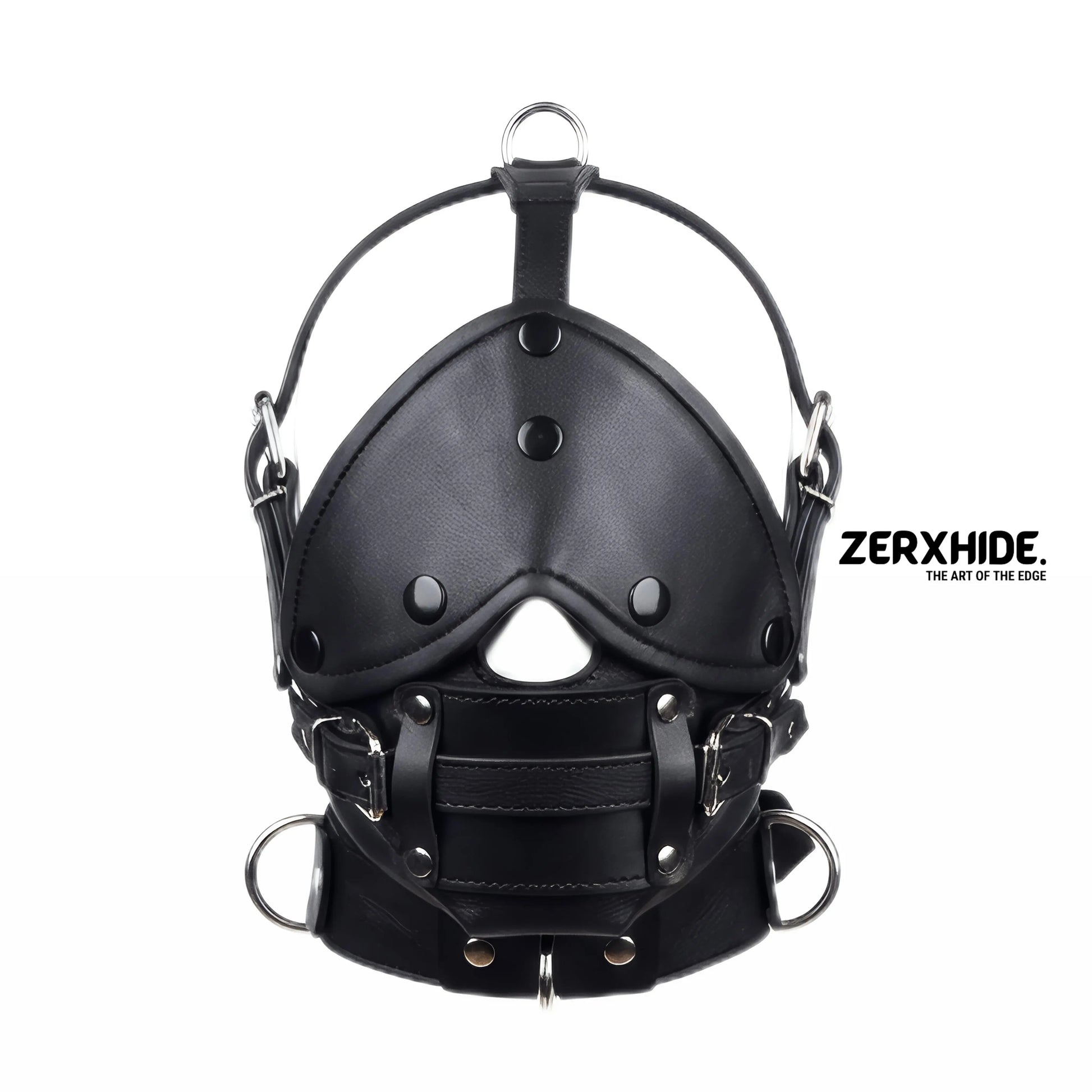 Premium Leather Bondage Muzzle with Detachable Blindfold ZerxHide