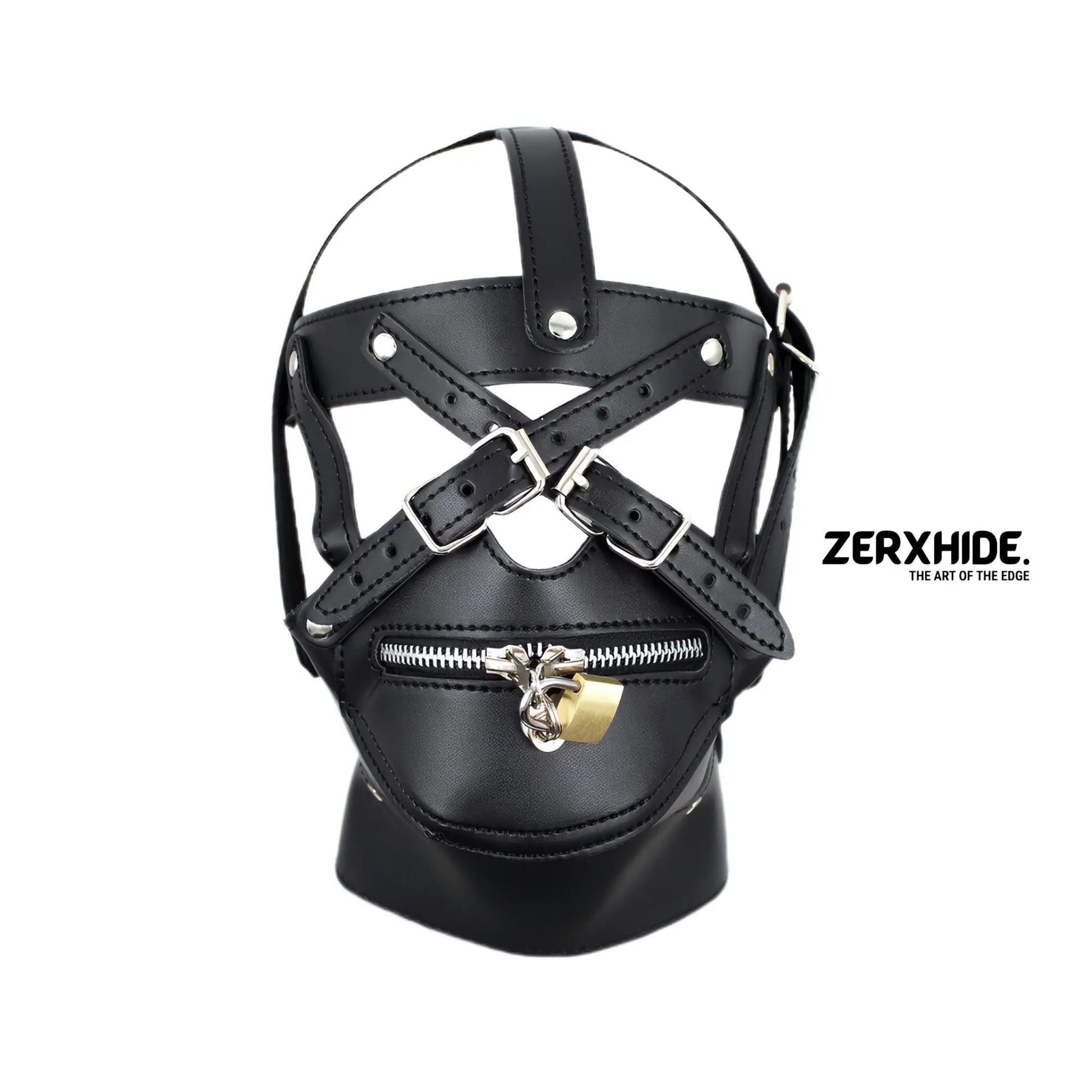 Lockable Leather Posture Harness Mask - Artisan Handcrafted ZerxHide