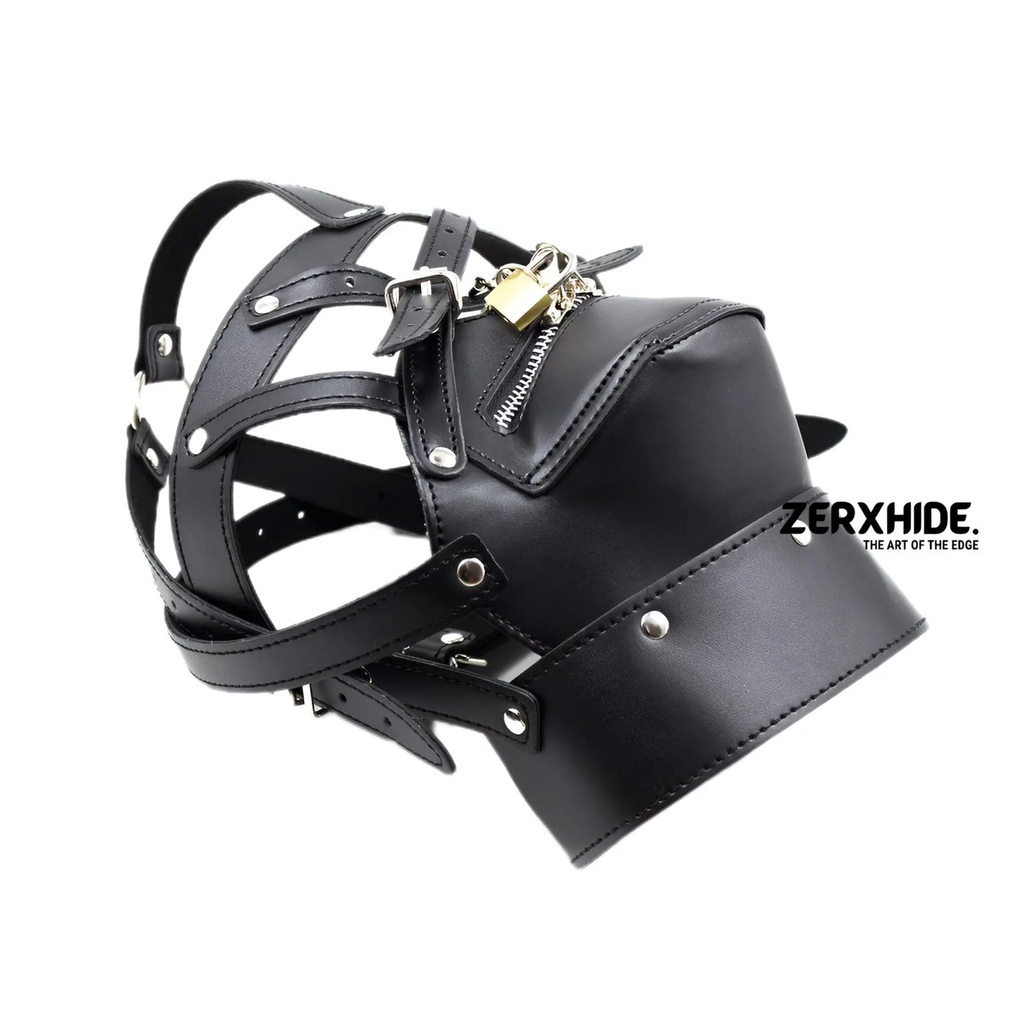Lockable Leather Posture Harness Mask - Artisan Handcrafted ZerxHide