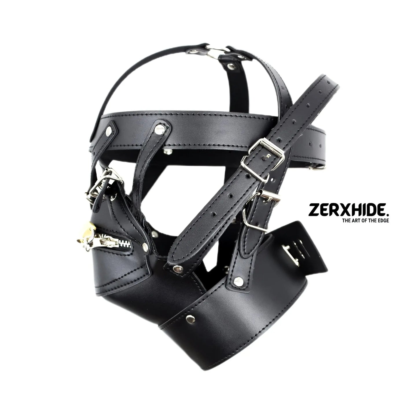 Lockable Leather Posture Harness Mask - Artisan Handcrafted ZerxHide