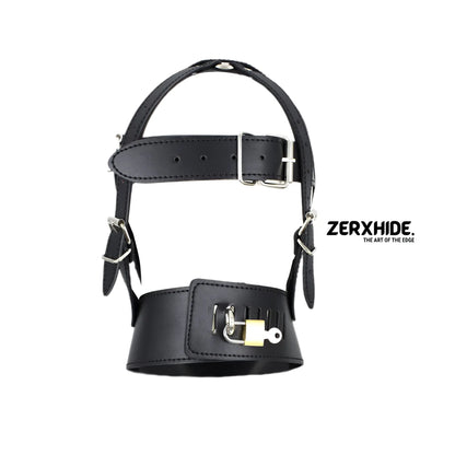 Lockable Leather Posture Harness Mask - Artisan Handcrafted ZerxHide