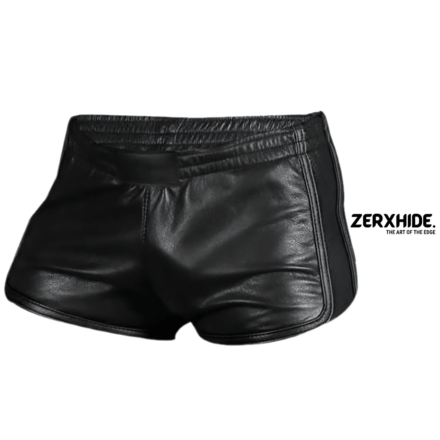 Men’s Artisanal Black Leather Sport Shorts ZerxHide