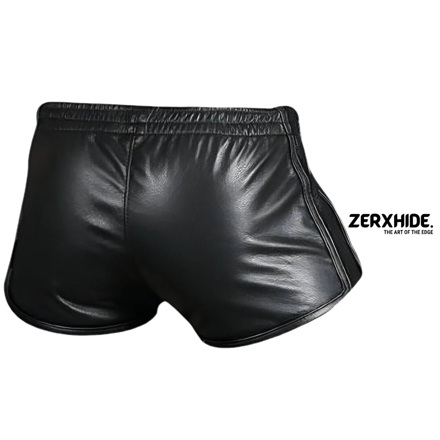 Men’s Artisanal Black Leather Sport Shorts ZerxHide