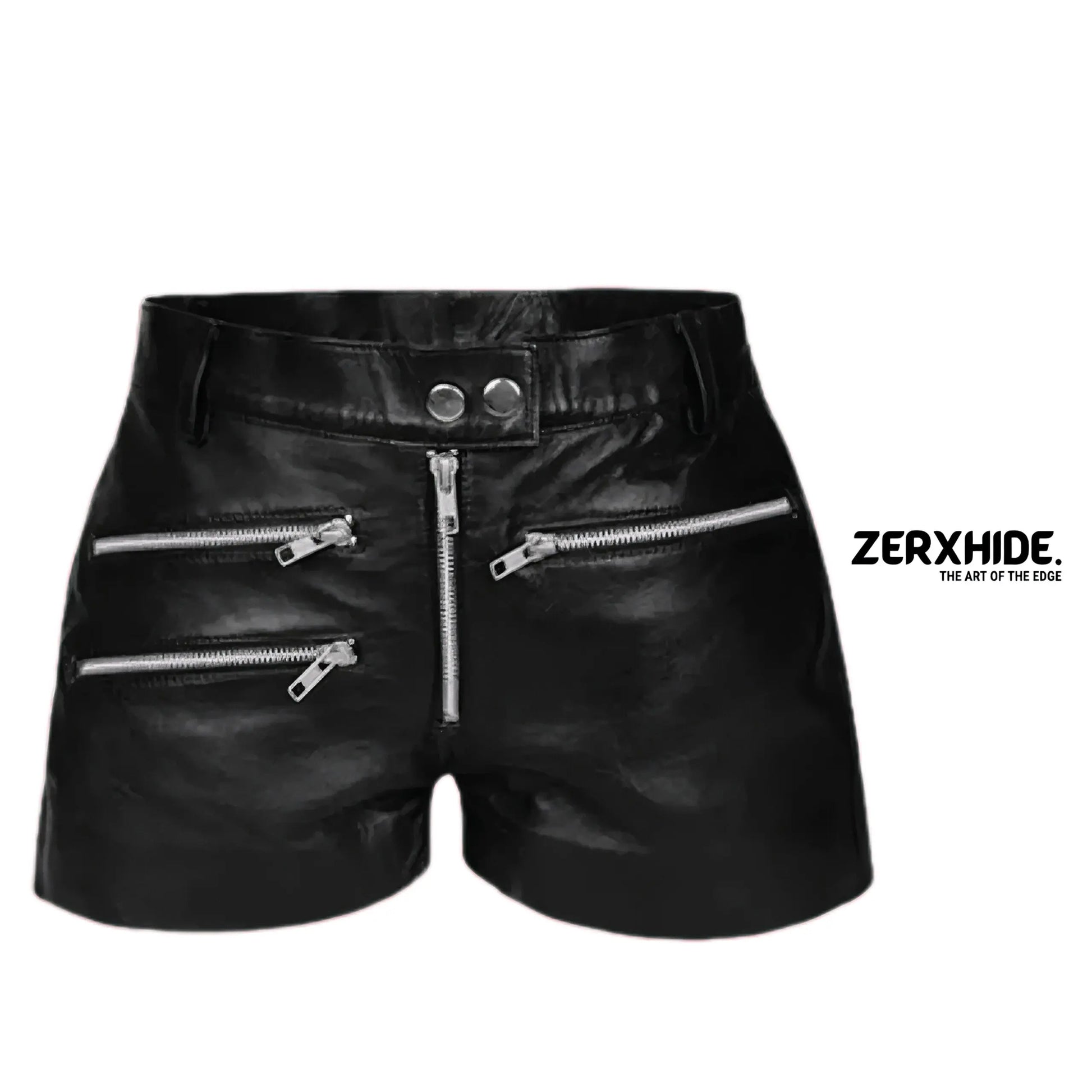 Women’s Multi-Zip Leather Shorts – Moto Streetwear ZerxHide