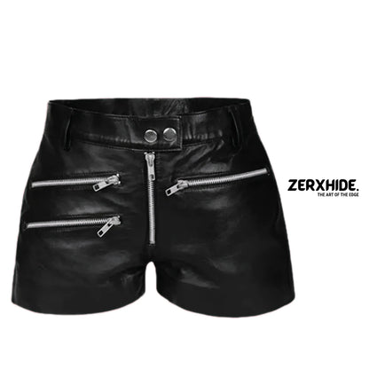 Women’s Multi-Zip Leather Shorts – Moto Streetwear ZerxHide