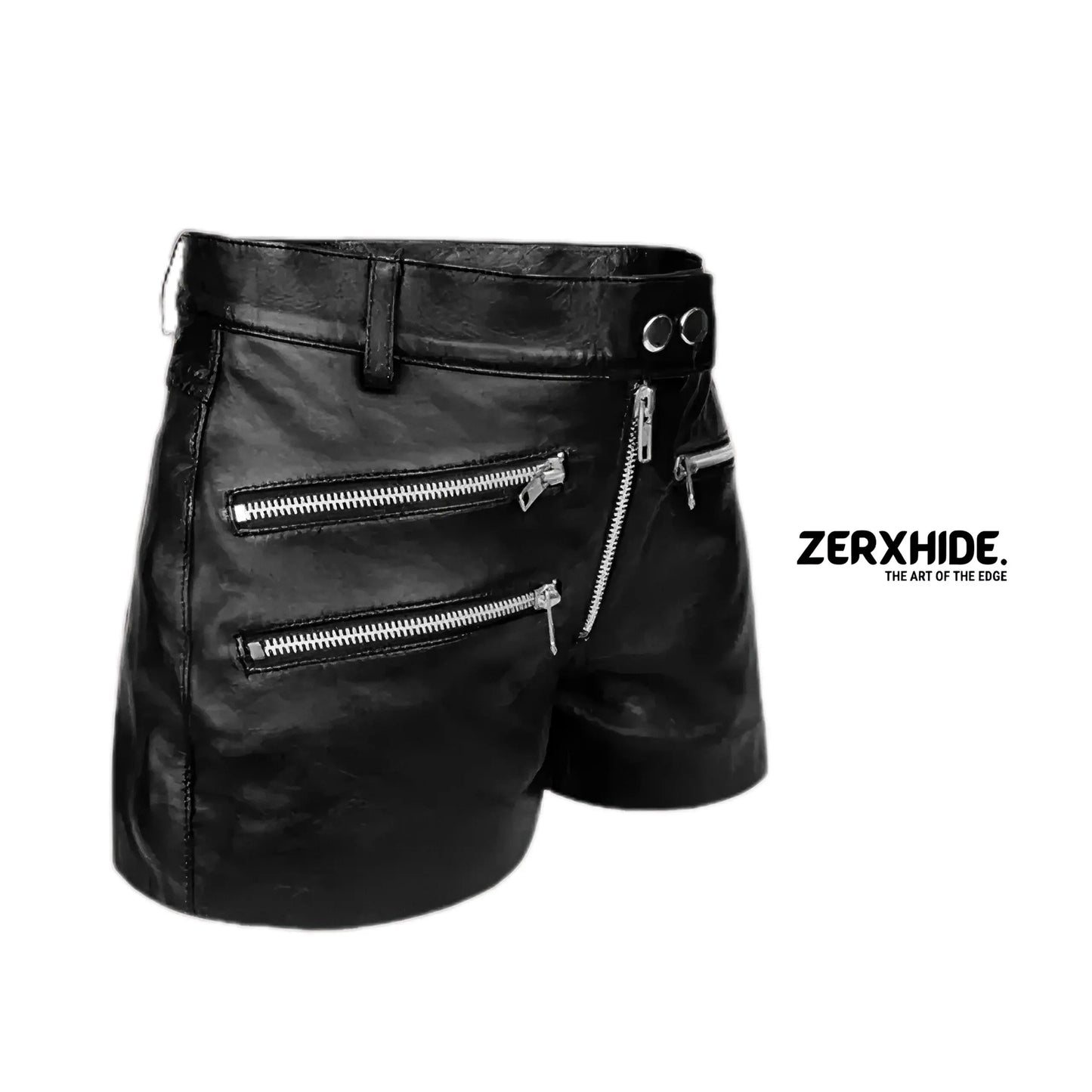 Women’s Multi-Zip Leather Shorts – Moto Streetwear ZerxHide