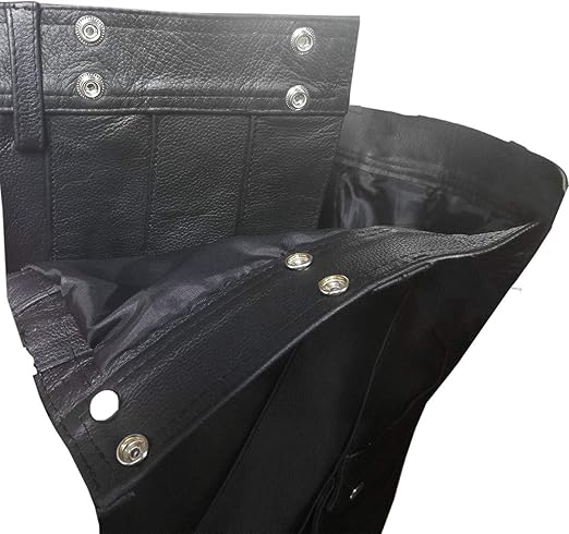 ZERXHIDE Leather Gladiator Utility Kilt – Detail View of Snap Closures and Leather Quality