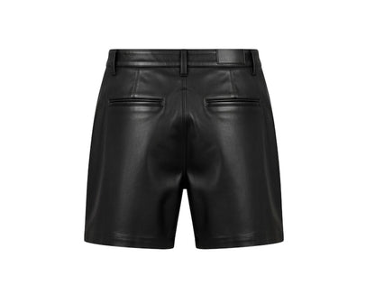 Black leather shorts on a white background