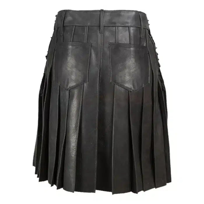 Black leather kilt on a white background