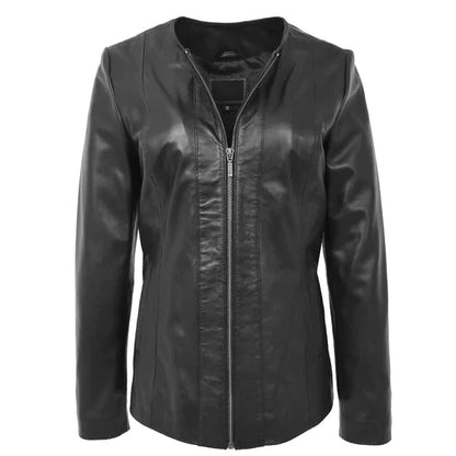Black leather jacket on a white background