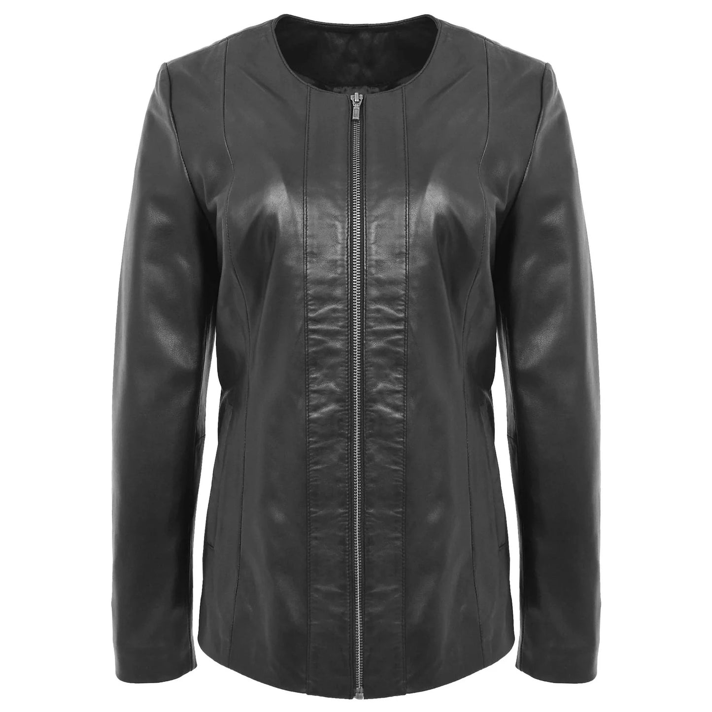 Black leather jacket on a white background