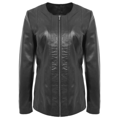 Black leather jacket on a white background