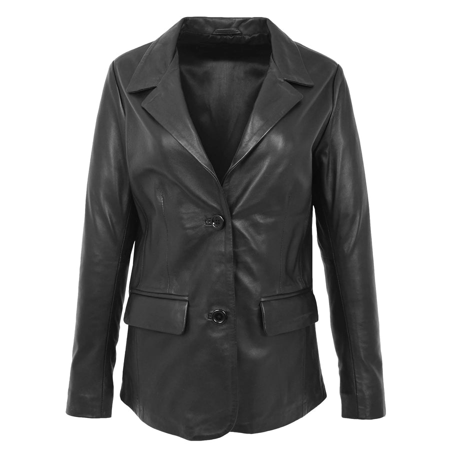 Black leather jacket on a white background