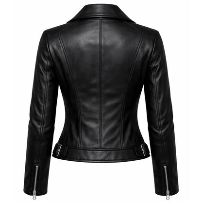 Black leather jacket on a white background