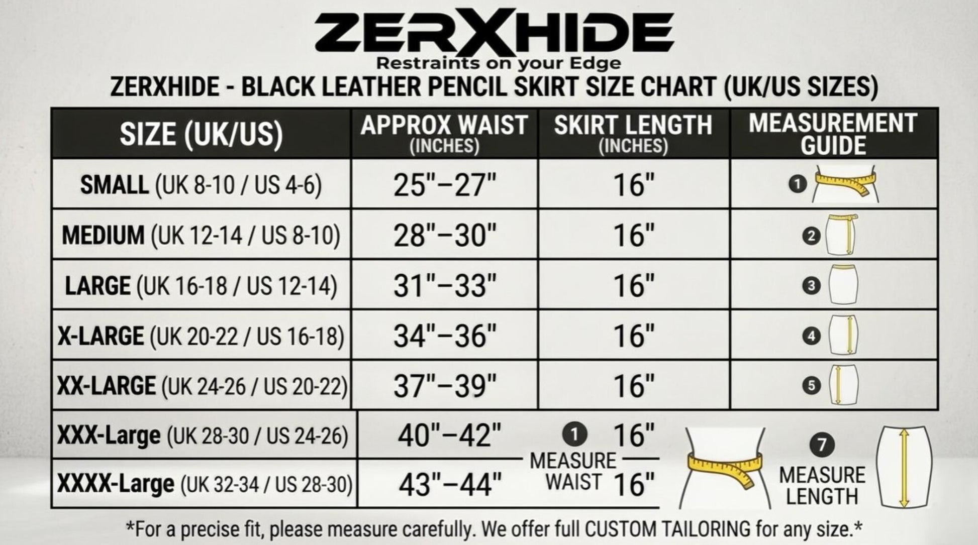 ZERXHIDE Black Leather Fitted Skirt — High-Waisted Leather Pencil Mini ZerxHide