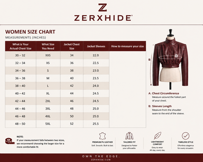 ZERXHIDE Women's High Neck Ruched Cropped Leather Jacket – Burgundy PU Leather ZerxHide